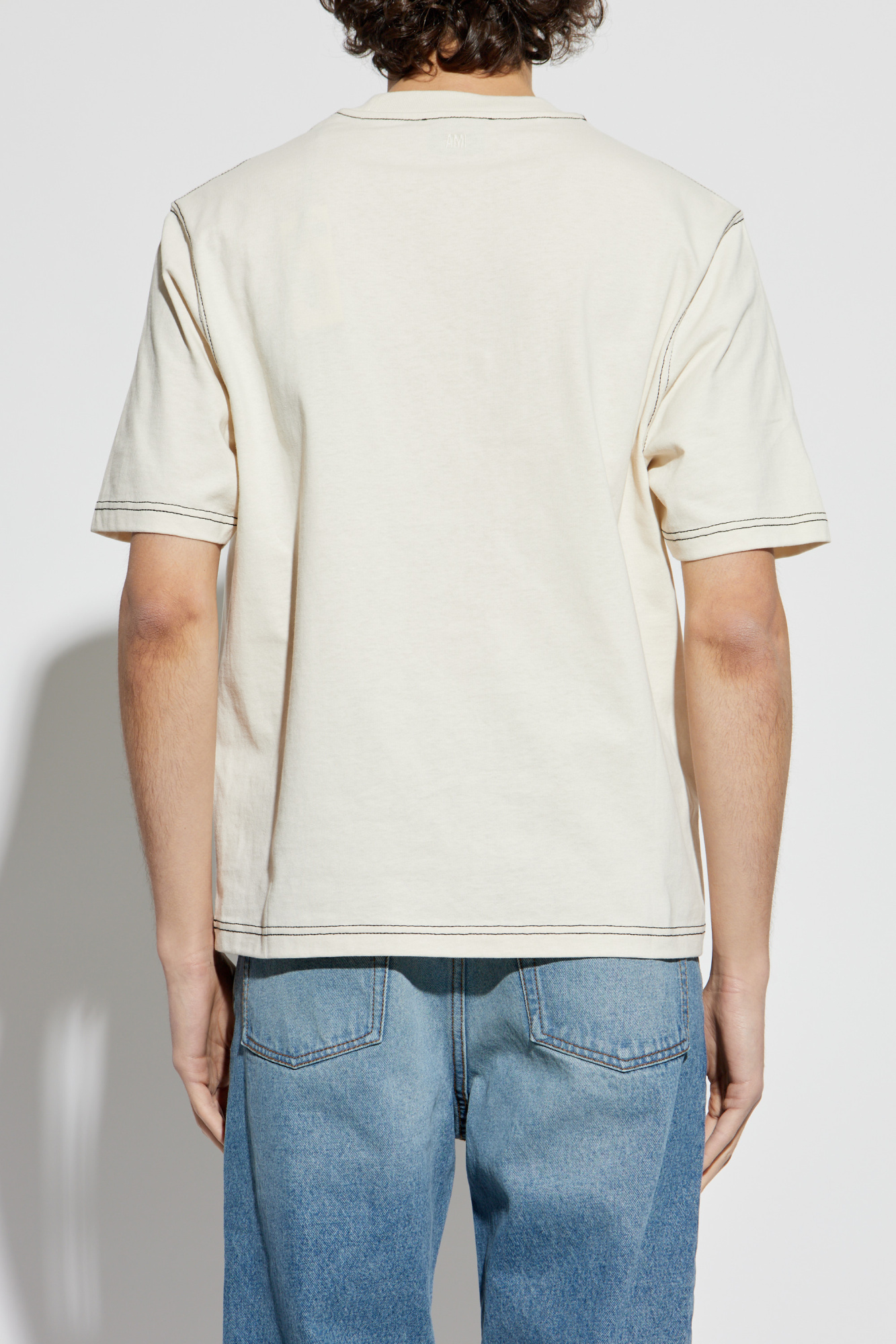 Cream T-shirt with logo Ami Alexandre Mattiussi - Vitkac AS